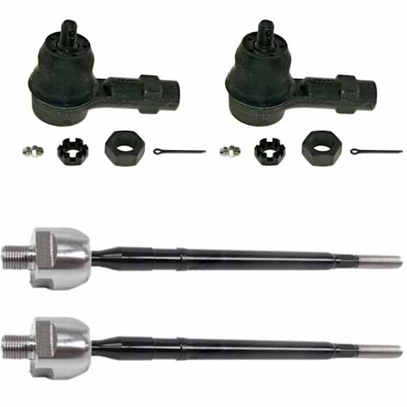 SET-MOEV80587-F Front, Driver and Passenger Side, Inner and Outer Tie Rod End