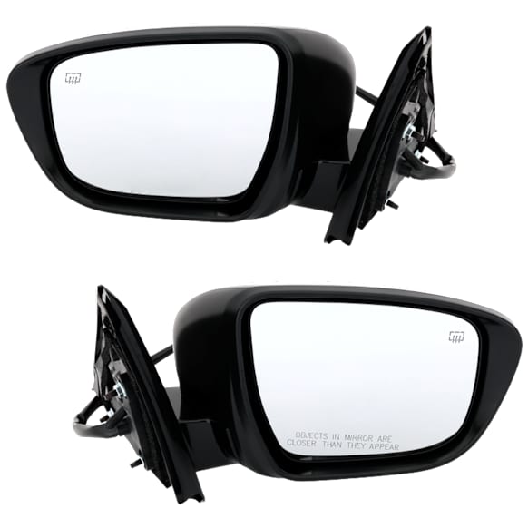 Driver and Passenger Side Mirror, Power Adjust, Heated, Manual Folding, Paintable, In-housing Signal Light, With Memory, No Puddle Light, No Auto-Dim, No Blind Spot Feature