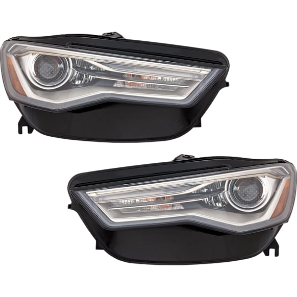 Driver and Passenger Side Headlights, without Bulbs, HID/Xenon, For Models with Auto Level Headlights