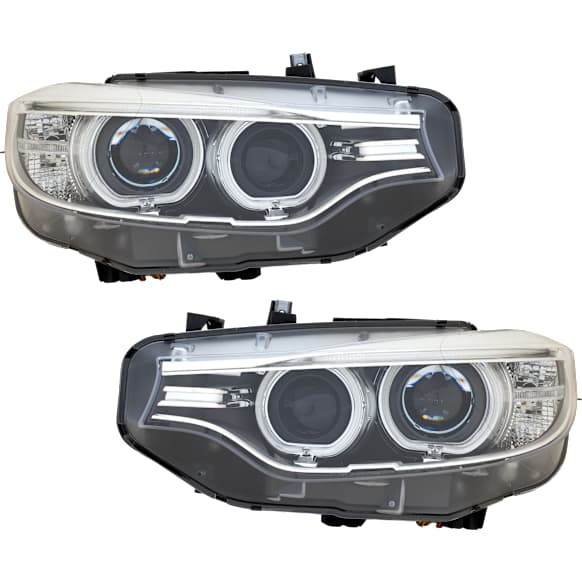 Driver and Passenger Side Headlights, without Bulbs, HID/Xenon, Clear Lens