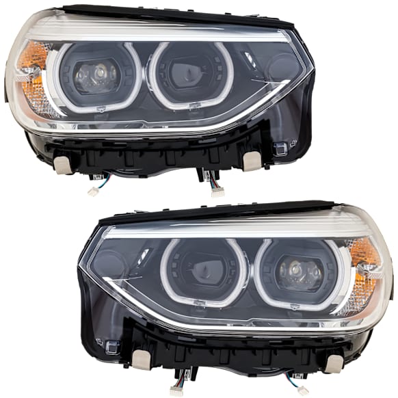Driver and Passenger Side Headlights, with Bulbs, LED, OE comparable