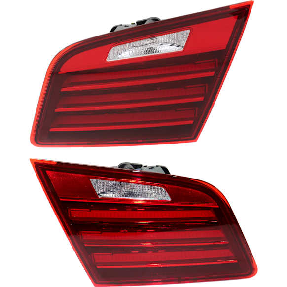 Driver and Passenger Side, Inner Tail Lights, with Bulbs, Halogen, Mounts on Luggage Lid