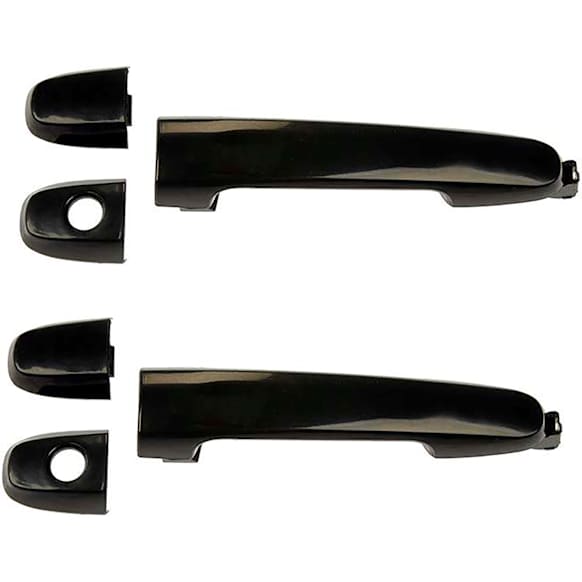 SET-RB81309-2 Front, Driver and Passenger Side Smooth Black Exterior Door Handle, Without Key Hole