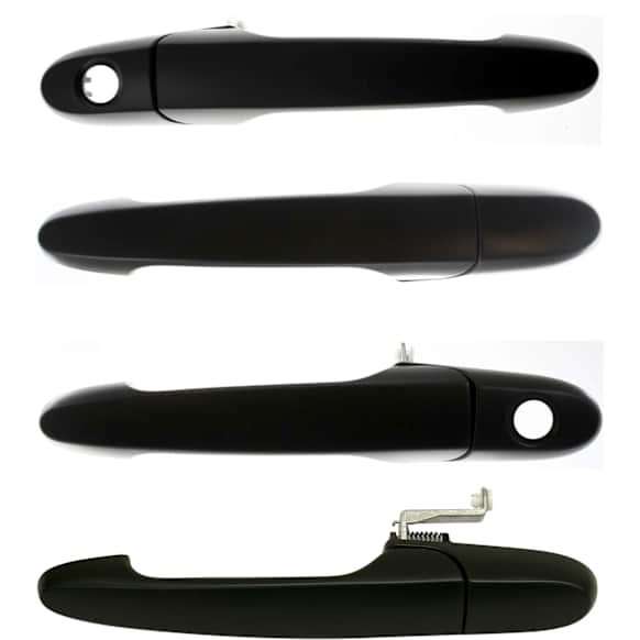 Front and Rear, Driver and Passenger Side Exterior Door Handles, Smooth Black, Front Driver and Passenger Side - With Key Hole; Rear Driver and Passenger Side - Without Key Hole