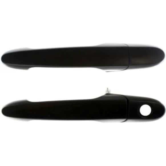 Front, Driver and Passenger Side Exterior Door Handles, Smooth Black, Driver Side - With Key Hole; Passenger Side - Without Key Hole