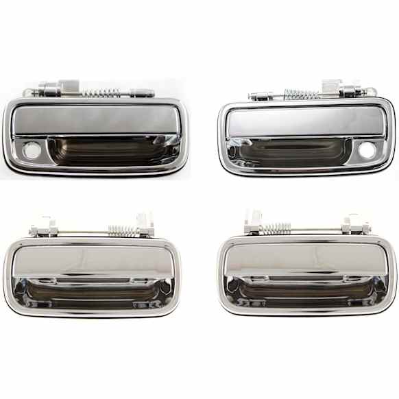 2002 Toyota Tacoma - Front and Rear, Driver and Passenger Side Chrome Exterior Door Handle, Front Driver and Passenger Side - With Key Hole; Rear Driver and Passenger Side - Without Key Hole