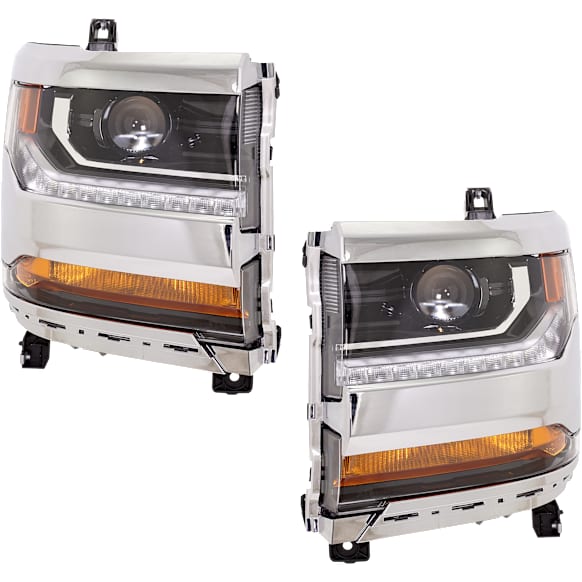 Driver and Passenger Side Headlights, without Bulbs, HID/Xenon, Clear Lens, CAPA Certified