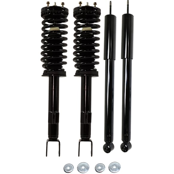 Front and Rear, Driver and Passenger Side Shock and Fully Loaded Strut, RWD, For Models With Performance Suspension, Without High Performance Suspension