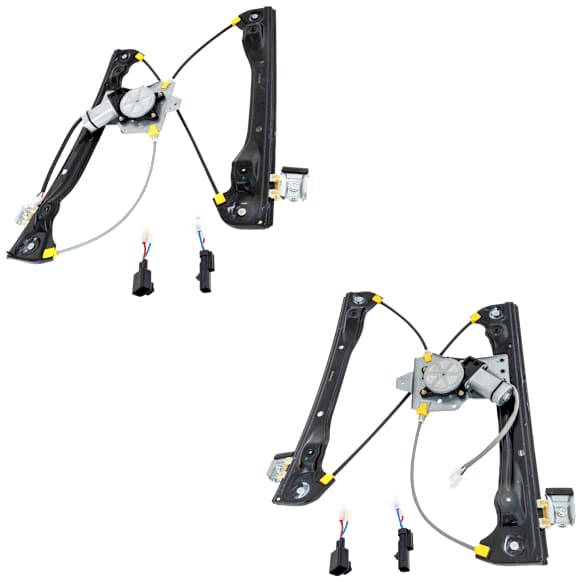 2-Pin Connector Front, Driver and Passenger Side Power Window Regulators, with Motors, For Models without Express Up and Down