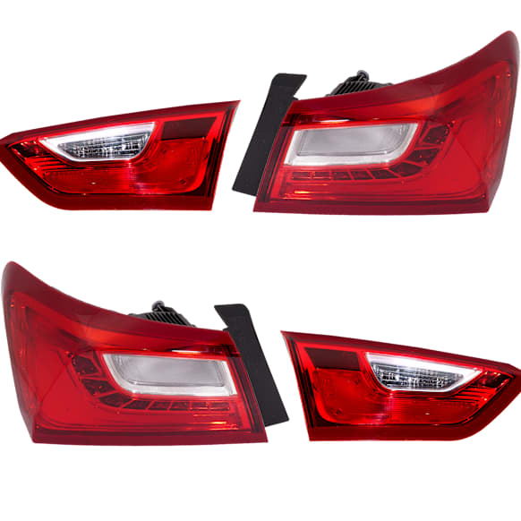 Driver and Passenger Side, Inner and Outer Halogen/LED Combo Tail Light, With bulb(s), OE Replacement