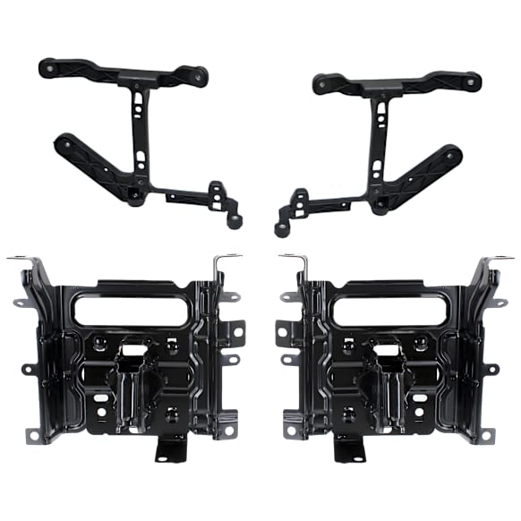 Front, Driver and Passenger Side, Inner and Outer Bumper Brackets, 2-Piece Bumper Type