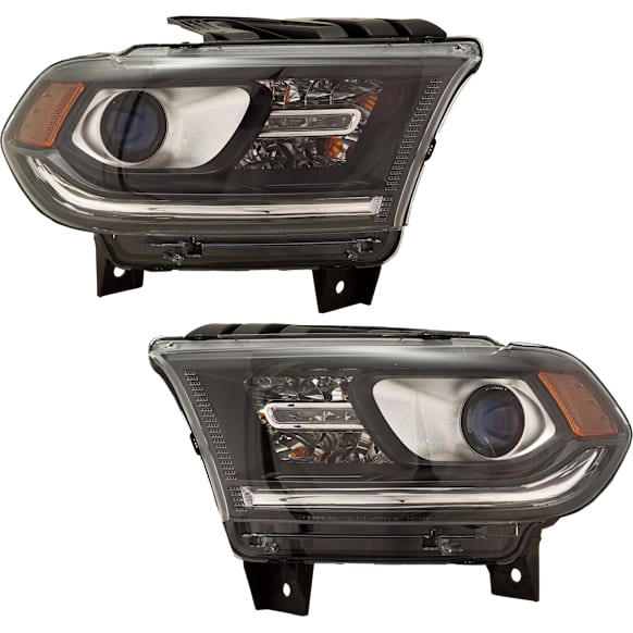 Driver and Passenger Side Headlights, with Bulbs, Halogen, For Models without Daytime Running Light, CAPA Certified