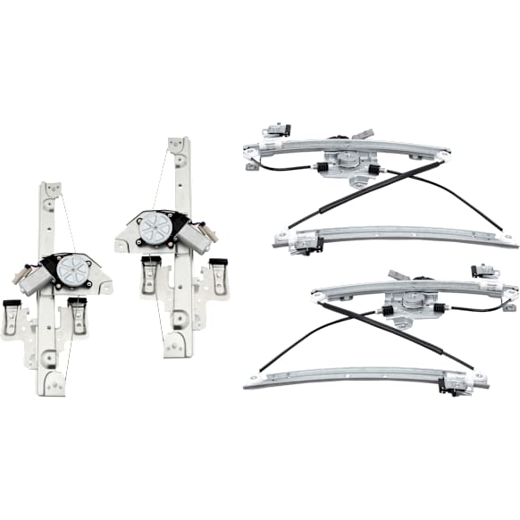 Front and Rear, Driver and Passenger Side Power Window Regulator, With Motor