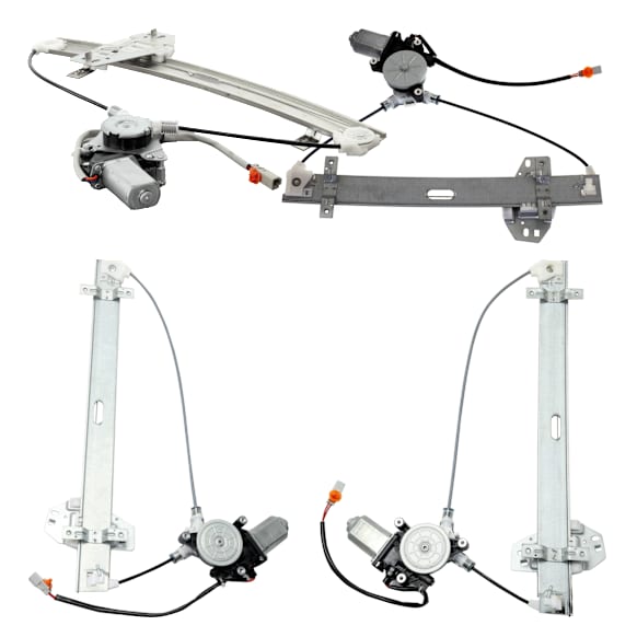 Front and Rear, Driver and Passenger Side Power Window Regulator, With Motor