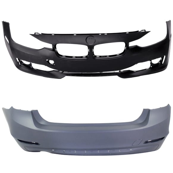 Sedan Front and Rear Primed Bumper Cover Base 2.0L, 4Cyl