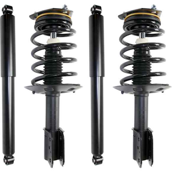 Front and Rear, Driver and Passenger Side Shock and Fully Loaded Strut, FWD, Except Rear Air Levelling