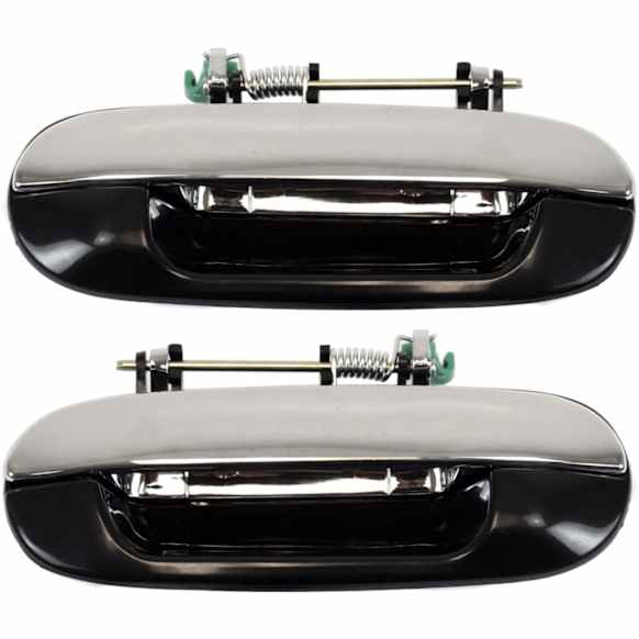 2005 Isuzu Ascender - Rear, Driver and Passenger Side Chrome Lever with Smooth Black Bezel Exterior Door Handle, Without Key Hole, For Models With 2-Row Seating (5-Passenger) Only