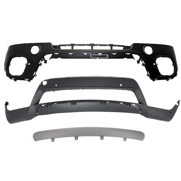 3-Piece Kit Front, Upper and Lower Bumper Cover - Upper - Primed, Lower - Textured, Bumper Protector - Painted Silver Bumper Cover Includes (2) Bumper Cover and (1) Bumper Protector