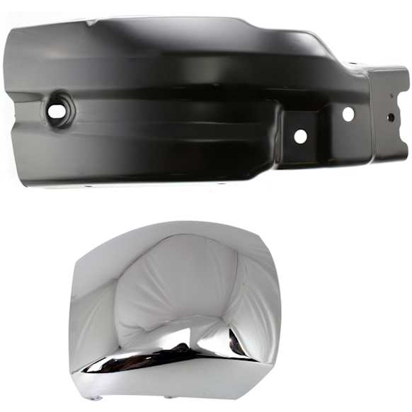 Front, Passenger Side Bumper Ends, without Fog Light Hole, Painted Black Steel Bumper Extension