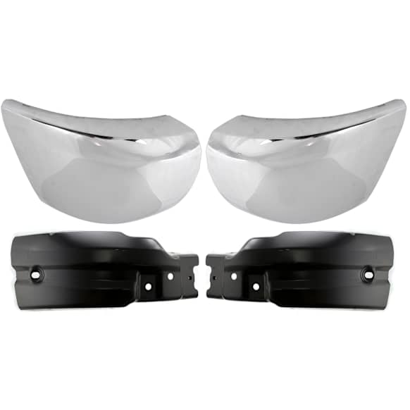 2008 Chevrolet Silverado 2500 HD WT - Front, Driver and Passenger Side Bumper End, For Models Without Fog Lights, Chrome, Plastic/Steel