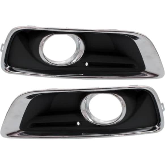 Front, Driver and Passenger Side Fog Light Trims, Black and Chrome, For Models With Fog Light Holes