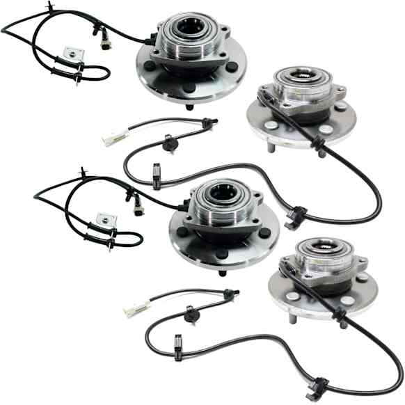 Front and Rear, Driver and Passenger Side Wheel Hub, 5 Lugs, With Bearing, With Sensor