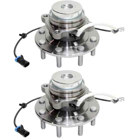 Front, Driver and Passenger Side Wheel Hub, 8 Lugs, With Bearing, With Sensor