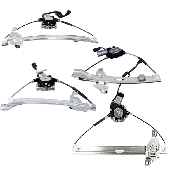 Front and Rear, Driver and Passenger Side Power Window Regulator, With Motor