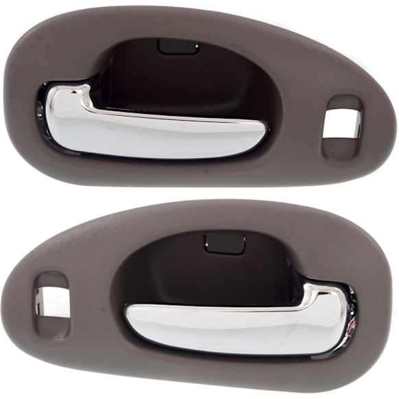 Front, Driver and Passenger Side Interior Door Handles, Gray bezel with chrome lever, With Door Lock Hole, Sedan
