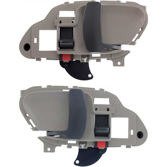 Front or Rear, Driver and Passenger Side Interior Door Handles, Beige Bezel with Gray Lever, with Door Lock Button