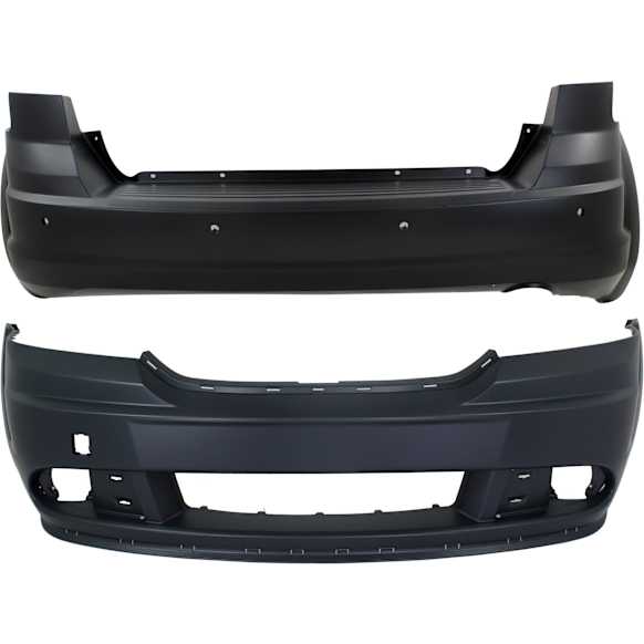 Front and Rear Primed Bumper Covers, For Models With 1-Piece Design Front Bumper