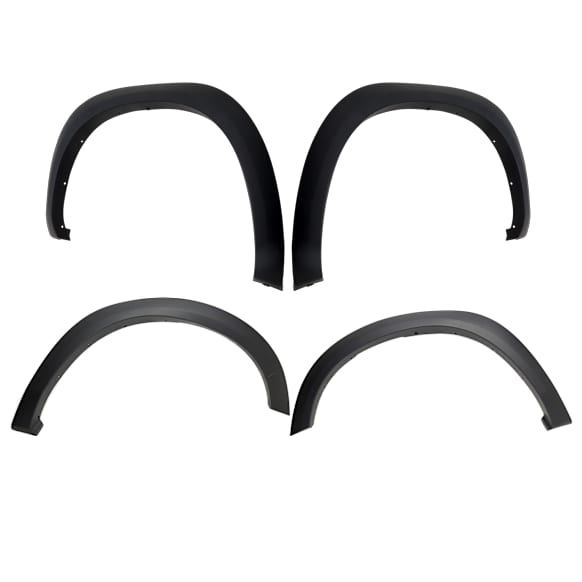 Front and Rear, Driver and Passenger Side Fender Flares, Textured Black, Front - Thermoplastic; Rear - Plastic, Front - Bolt-On