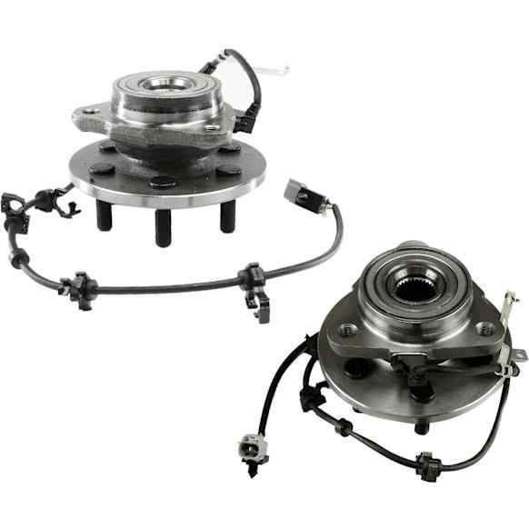 2-Wheel Set Front, Driver and Passenger Side Wheel Hubs, With Bearing, With Sensor, 4-Wheel ABS, 4WD