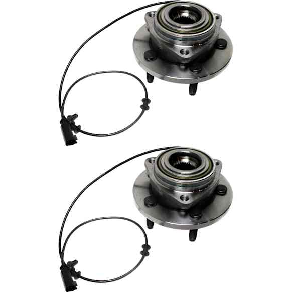 Front, Driver and Passenger Side Wheel Hub, 5 Lugs, With Bearing, With Sensor