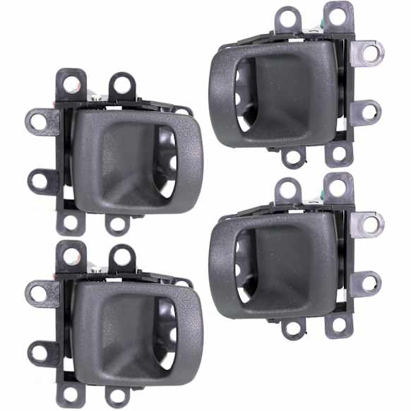 Front and Rear, Driver and Passenger Side Interior Door Handles, Black, Without Door Lock Hole