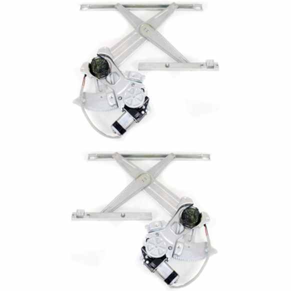 Front, Driver and Passenger Side Power Window Regulator, With Motor