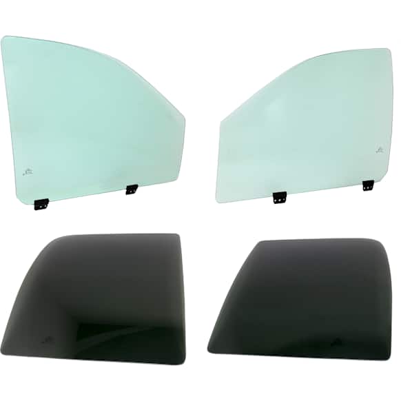Front and Rear, Driver and Passenger Side Door Glasses, Front - Green Tint; Rear - Gray Tint Privacy, 4-Door, Crew Cab Pickup, Replaces NAGS No. DD10073 GTYN, DD10074 GTYN, DD10075 YPNN, DD10076 YPNN