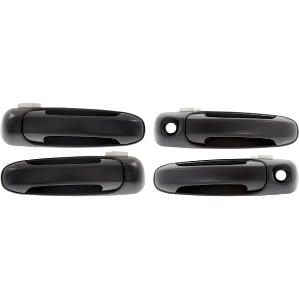2002-2009 Dodge Ram 2500 - Front and Rear, Driver and Passenger Side Smooth Black Exterior Door Handle, Front Driver and Passenger Side - With Key Hole; Rear Driver and Passenger Side - Without Key Hole