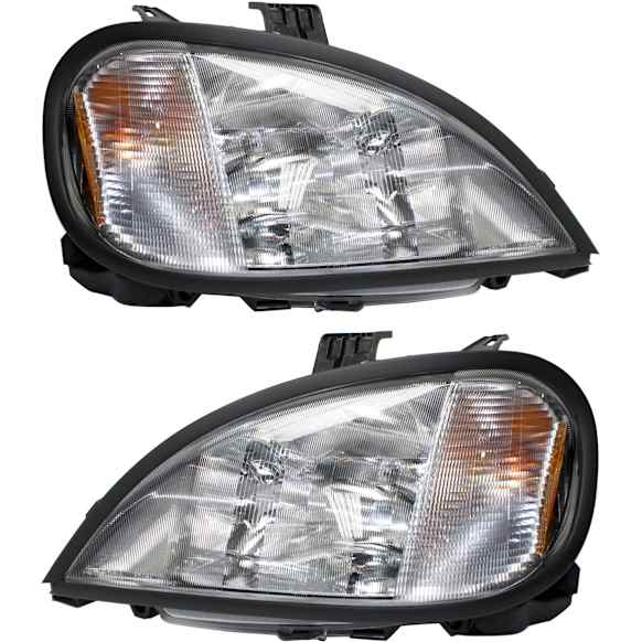 Driver and Passenger Side Headlights, with Bulbs, Halogen, Production Date Up To March 2004, Ribbed lens