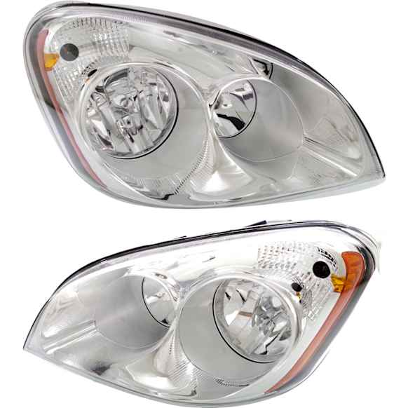 Driver and Passenger Side Headlights, with Bulbs, Halogen, Reflector type (amber turn signal)