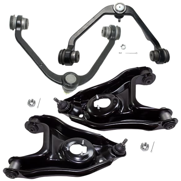 Front, Driver and Passenger Side, Upper and Lower Control Arm