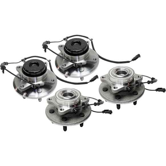 Front and Rear, Driver and Passenger Side Wheel Hub, 6 Lugs, With Bearing, With Sensor, RWD, 5.4L, 8Cyl