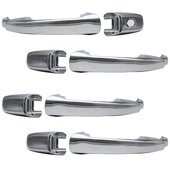 2013 Ford Flex Limited - Front and Rear, Driver and Passenger Side Chrome Exterior Door Handle, Front Driver Side - With Key Hole; Front Passenger Side - Without Key Hole; Rear - Without Key Hole