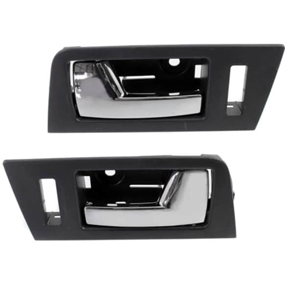 2008-2011 Ford Focus - Front, Driver and Passenger Side Interior Door Handles, Chrome Lever with Black Bezel, With Door Lock Hole