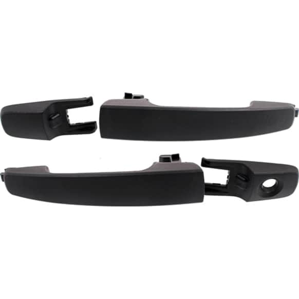 Front, Driver and Passenger Side Exterior Door Handles, Black, Driver Side - With Key Hole; Passenger Side - Without Key Hole