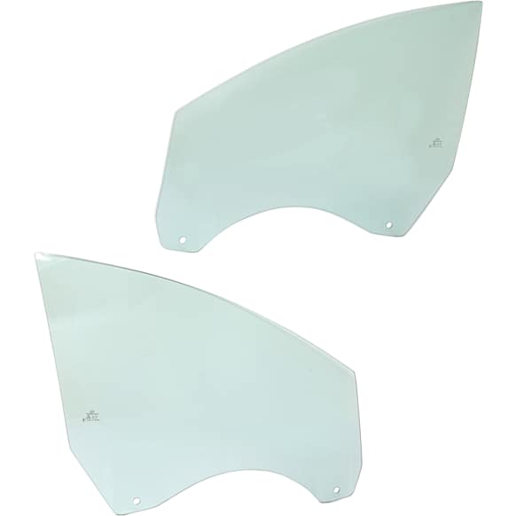 Front, Driver and Passenger Side Door Glasses, Green Tint, Replaces NAGS No. DD12053 GTNN, DD12054 GTNN