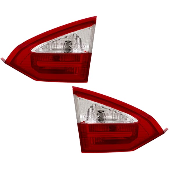 Driver and Passenger Side, Inner Tail Lights, with Bulbs, Halogen, Sedan, Mounts on Luggage Lid