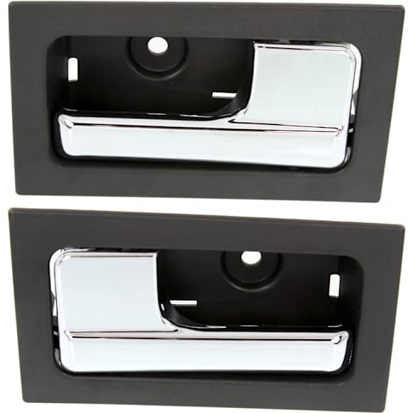 2014 Ford F-150 - Front, Driver and Passenger Side Gray bezel with chrome lever Interior Door Handle, Without Door Lock Hole, Crew Cab Pickup