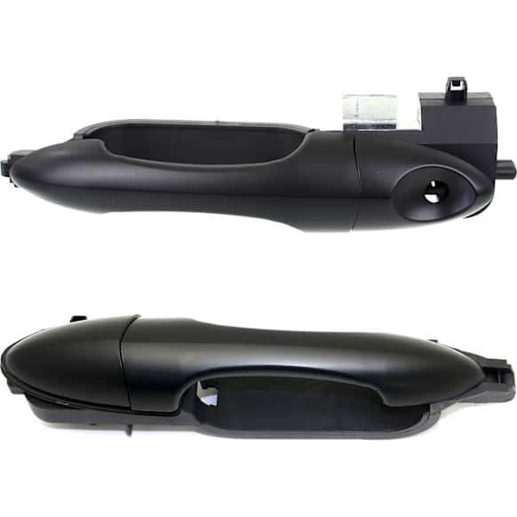 Front, Driver and Passenger Side Exterior Door Handles, Smooth Black, Driver Side - With Key Hole; Passenger Side - Without Key Hole