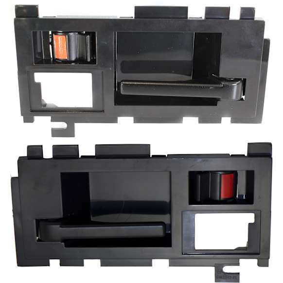 Front, Driver and Passenger Side Interior Door Handles, Smooth Black, With door lock button